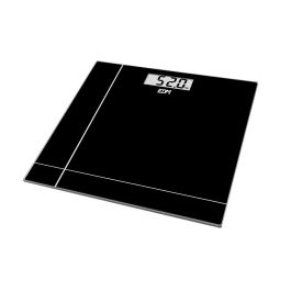 Edm Báscula de Baño Digital Negra 180kg, Perfil Ultrafino 22mm, Pantalla LCD 72x26mm, Cristal