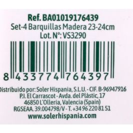 Set de 4 barquillas de madera Algon 23 cm (24 Unidades) Set de 4 barquillas de madera Algon 23 cm (24 Unidades)