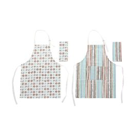 DKD Home Decor Delantal Urban Azul Celeste Gris 60 x 108 x 0.5 cm Set de 2