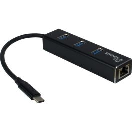 Inter-Tech IT-410 USB-C HUB 3 Puertos USB 3.2 y 1x Gigabit LAN Negro de Aluminio