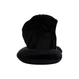 DKD Home Decor Cojin Viaje Básicos Negro Gris Claro Poliéster 10 x 32 x 30 cm (4 Unidades)