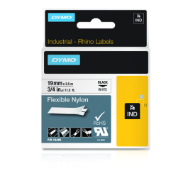 Dymo S0718120 Cinta De Etiquetas Industrial Adhesiva Negro Sobre Blanco Nylon Flexible 19mm Precio: 24.50000014. SKU: B1GS9T8699