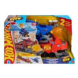 Hot Wheels Vehículo City Dragón Transportador con 2 Coches para Niños +4 Años