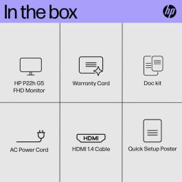HP P22h G5 Monitor FHD 21.5 pulgadas Pantalla Nítida con Audio Integrado para Productividad Diaria, Oficina y Teletrabajo
