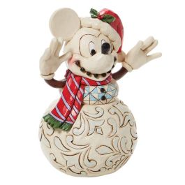 Enesco Figura Disney Mickey Muñeco de Nieve - Resina de Piedra, 17 cm