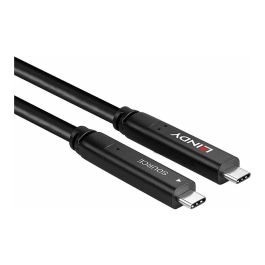 LINDY 43399 Cable Híbrido USB-C a USB-C 15m, USB 3.2 Gen 2 & DisplayPort 1.4, 5 Gbps, 60W PD, 4K, Negro