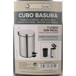 Confortime Cubo Basura Metal con Pedal 7 Litros 20 cm (Ancho) x 30 cm (Alto) x 26 cm (Largo) (6 Unidades)