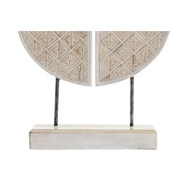 DKD Home Decor Decoración Balinés Círculo Blanco de Madera Albasia y Hierro | 12 cm Largo x 56.5 cm Alto x 41 cm Ancho