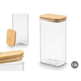 Vivalto Tarro Rectangular de Almacenamiento de Borosilicato con Tapa de Bambú y Junta de Silicona, 1.8 L (1800 ml), 12x23x8 cm (12 Unidades) Precio: 51.89000058. SKU: B1633V379K