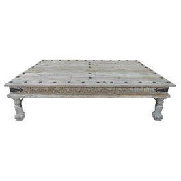 DKD Home Decor Mesa Centro Natural Madera Maciza Tallada 150x90x45 cm