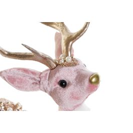 DKD Home Decor Figura Navidad Reno Rosa Dorado 10 x 29 x 18 cm