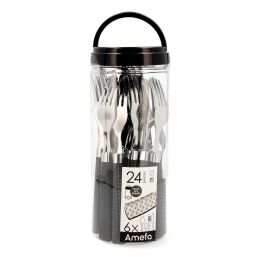 Amefa Set de 24 Cubiertos Paille Acero Inoxidable Bicolor Brillo 25 cm 2 mm Apto Lavavajillas