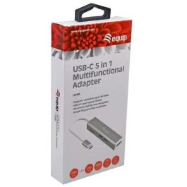 EQUIP Adaptador USB-C a HDMI, 2xUSB 3.0, Lector Tarjetas SD, 4K30Hz, Negro