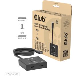 Club 3D USB-C Switch Bidireccional DisplayPort, Data y PD 8K Ultra HD 120 Hz
