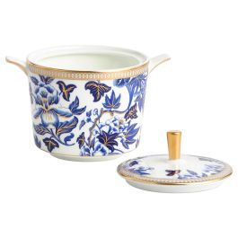 Wedgwood Azucarero Con Tapa Hibiscus 8 cm Con Franjas de Oro de 22 Quilates Apto Para Lavavajillas