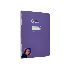 Liderpapel Cuaderno Espiral A4 Pautaguía Tapa Dura 80 Hojas 90gr Cuadro Pautado 3mm Lila