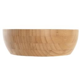 DKD Home Decor Bol Ensaladera de Bambú Natural de 25 cm x 25 cm x 8 cm, Utensilio Básico para Cocina y Hogar (2 Unidades)