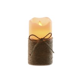 DKD Home Decor - Vela LED Basicos con Movimiento, Cera, Yute, Acabado Natural, Crema Marrón, 7.5x15x7.5 cm, Pack 16 Unidades.