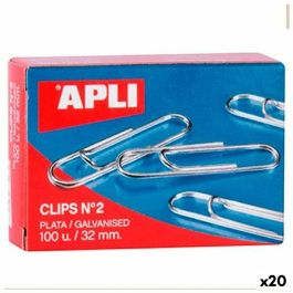 Clips Apli Nº 2 Plateado Plata 32 mm (10 Piezas) (20 Unidades) Precio: 84.50000031. SKU: B1JGB6K327
