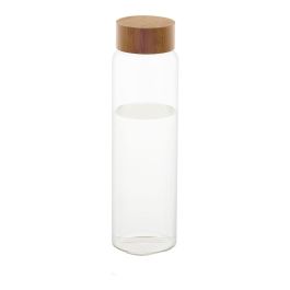 Andrea House Botella de agua de vidrio con tapa de bambú 1l ms70099