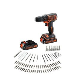 BLACK & DECKER BDCDC18BAFC - Taladro-atornillador - Batería Li Ion 2x18 V + 80 accesorios - Naranja