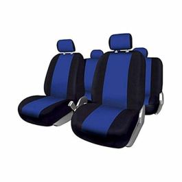 FUK10409 Juego Completo Fundas Asientos Coche Universal Sevilla Azul | Para 5 Asientos, 11 Piezas, Compatible Airbag