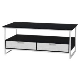 DKD Home Decor Mesa Centro Urban Blanco Metal y MDF 110 x 55 x 46 cm con 2 Cajones