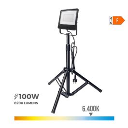 Edm Foco proyector LED 100W 6400K con trípode, luz fría, 8200lm, IP65, altura regulable 50-90cm