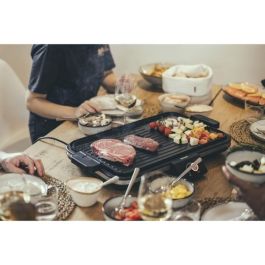 Severin PG8564 Grill Eléctrico Plancha con Temperatura Regulable hasta 230°C, Placa Antiadherente Extraíble, Recogegrasas, Negro