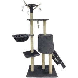 JIPSY Rascador para gatos gris oscuro 79 x 34 x 138 cm - 3 plataformas, 1 percha, 1 perrera, 1 escalera, postes rascadores JIPSY Rascador para gatos gris oscuro 79 x 34 x 138 cm - 3 plataformas, 1 percha, 1 perrera, 1 escalera, postes rascadores