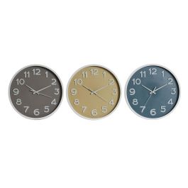 Reloj de Pared Home ESPRIT Azul Blanco Rosa Mostaza PVC 30 x 4 x 30 cm (3 Unidades)