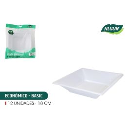 Set de 12 platos hondo cuadrados ecológicos de plástico 18 cm Algon (24 Cajas) Precio: 21.88999989. SKU: B1BWS46Y4E