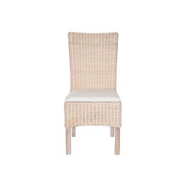DKD Home Decor Silla Indonesia 1c24 Ratán y Madera Mango Blanco Crudo 55 x 100 x 50 cm con Cojín