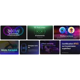 Hisense Party Storm Altavoz para Fiestas Inalámbrico Negro 300W Resistente al Agua Bluetooth USB Entrada Auxiliar Batería 15h