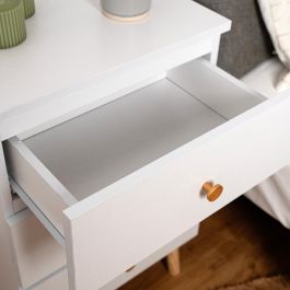 Vinthera Moa Mesilla Madera Melamina y Patas Pino 40x30x62.5 cm Blanco Fácil Montaje