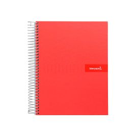 Cuaderno Espiral Liderpapel A4 Crafty Tapa Forrada 80H 90 gr Cuadro 4 mm Con Margen Color Roja