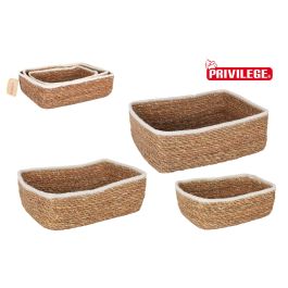 Privilege Set de 3 Cestas de Mimbre Rectangulares - 26x20 cm, 23x17 cm, 20x15 cm (4 Cajas)