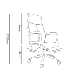 Q-connect Silla de Dirección Modo Na, Simil Piel, Base Metálica, Ruedas Premium, Color Gris, Altura Máx. 1220 mm