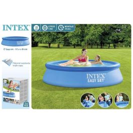 Intex Piscina Hinchable Redonda Easy Set 244x61 cm de Diámetro, 1942 Litros de Capacidad, Material PVC, Para Niños +6 Años