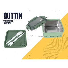 Quttin Fiambrera Ss para Microondas de 1500 ml, Recipiente de Almacenamiento de Alimentos 18 x 10 x 18 cm (6 Unidades)