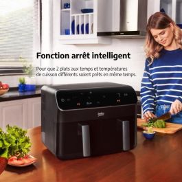 Beko FRL5388B Freidora de Aire Caliente Multifunción con Doble Cubeta 8.5L (2x 4.5L) para 2kg Patatas Fritas 2400W Negra