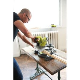 Ryobi Sierra Ingletadora Inalámbrica 18V ONE+ 190mm 4500 Rpm, Hoja de 24 dientes, Mesa de Aluminio, Guía Láser