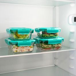 Recipiente Rectangular Hermético Vidrio Turquesa Luminarc 122 cL (6 Unidades)