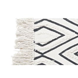 Alfombra DKD Home Decor 160 x 250 x 0,7 cm Negro Poliéster Algodón Blanco Rombos Boho