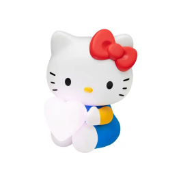 Wondee Lámpara Sobremesa Hello Kitty con Corazón Rosa 16 cm, Decoración Sanrio, Iluminación con Pilas AAA