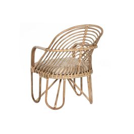 DKD Home Decor Silla Tropical Balinesa de Ratán y Bambú Natural Beige - 87 cm Alto, 61 cm Largo, 58 cm Ancho, Asiento 45 cm