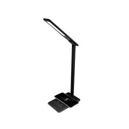 Lampara De Oficina Q-Connect Sobremesa Profesional Abs 48 Leds 5 W Sensor 5 Niveles Cargador Movil Color Negro