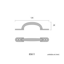 Edm Tirador plano 120mm acero níquel mate antiguo