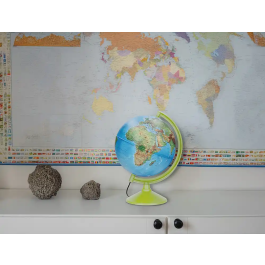 Liderpapel Globo Terraqueo con Luz Físico y Político Diámetro 26 cm Base y Meridiano de Plástico