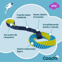 Coachi Tuggi Helix - Juguete de Adiestramiento y Recompensa para Perros y Cachorros - Resistente, Elástico, Anti-mordiscos - Azul-Lima